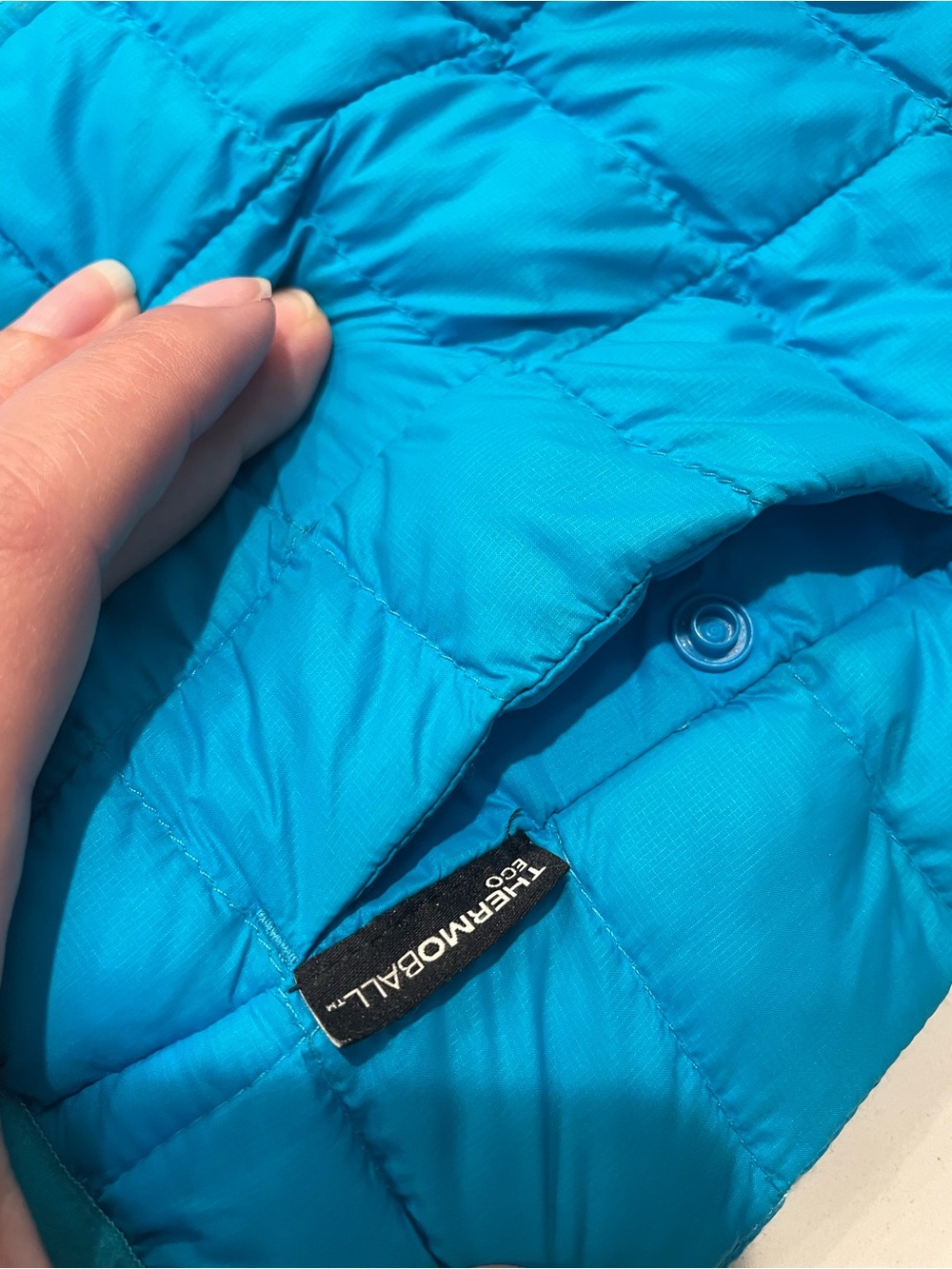The North Face Kids Blue Hooded Puffer Jacket - Picture 8 of 9